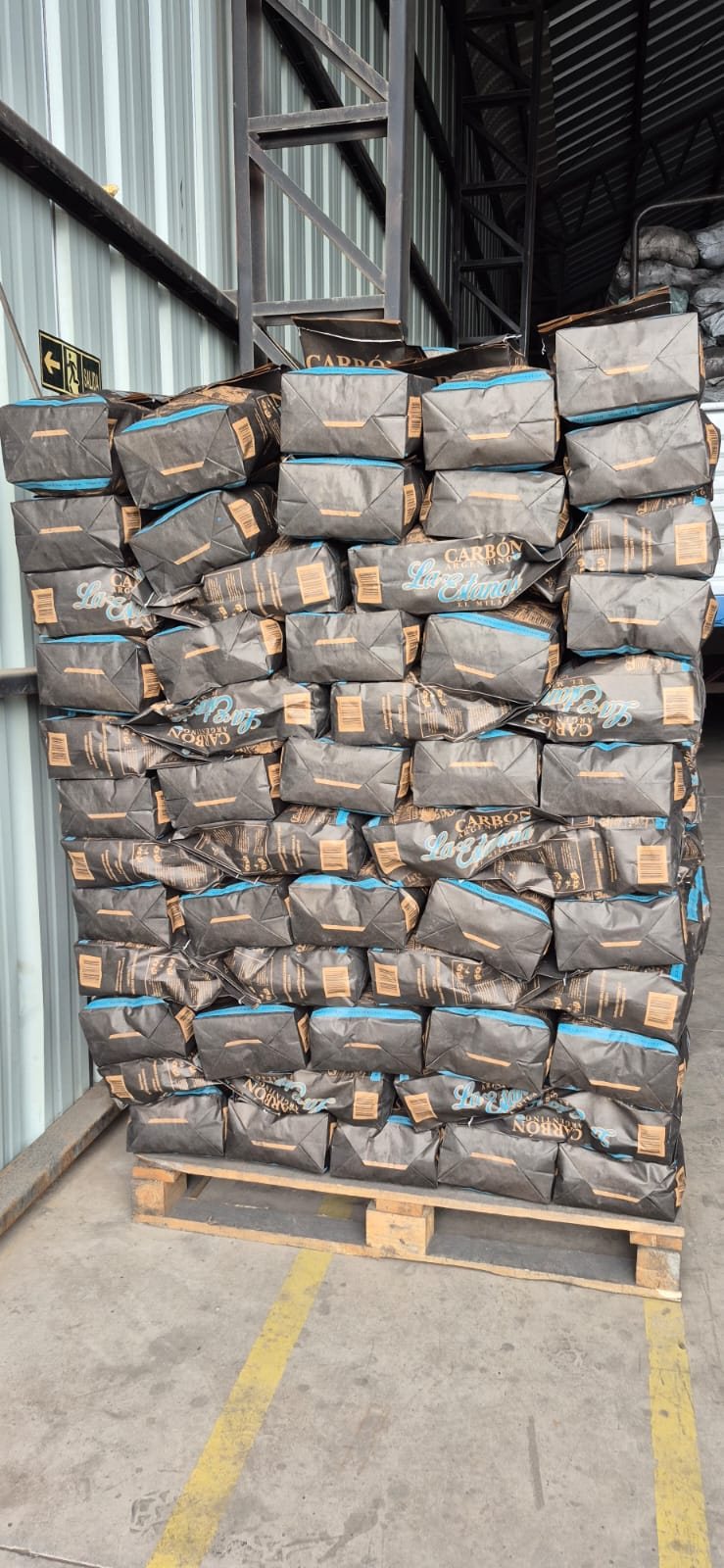 Pallet de carbón La Estancia en bodega